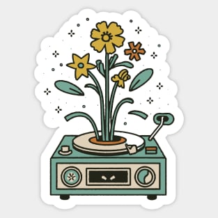 Floral Record Player Sticker